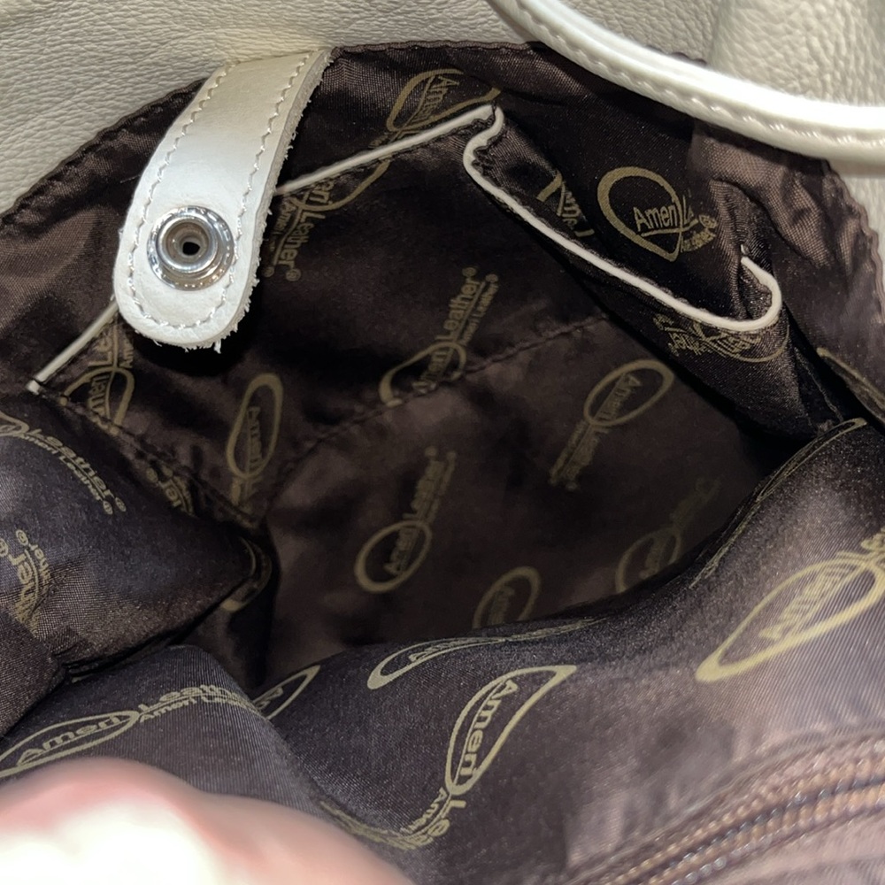 Ameri Leather Ivory Off White Pebbled Leather Dra… - image 8